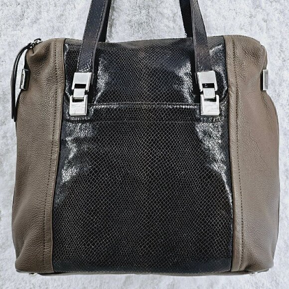 B MAKOWSKY Brown Pebble Leather and Snakeskin Embossed Leather Shoulder Bag - Picture 16 of 16